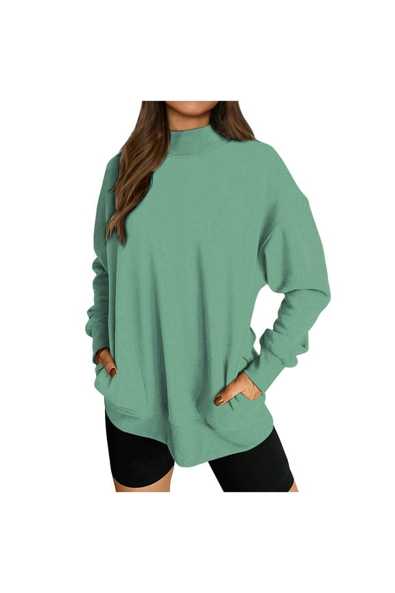 Women's Mock Neck Sweatshirts Pockets Long Sleeve Pullover Tops for Women Athletic Sweatshirts