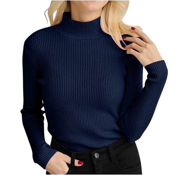 Plebaso Women's Mock Turtleneck Sweaters Ribbed Knit Long Sleeve Shirts Fall Winter Pullover Tops for Women