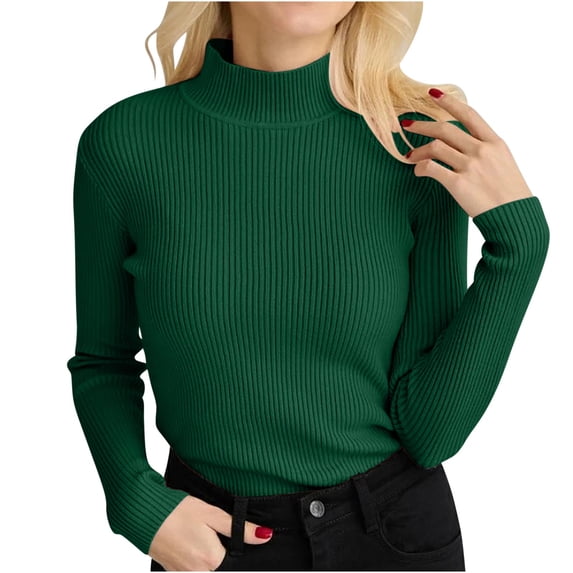 Plebaso Women's Mock Turtleneck Sweaters Ribbed Knit Long Sleeve Shirts Fall Winter Pullover Tops for Women