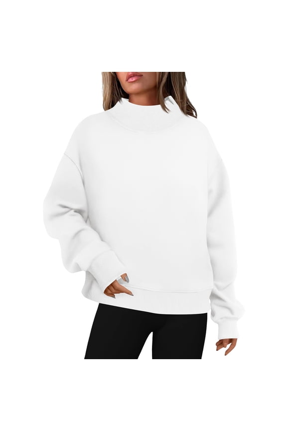 Women's Mock Turtleneck Sweatshirt Athletic Long Sleeve Fall Winter Lightweight Pullover Tops