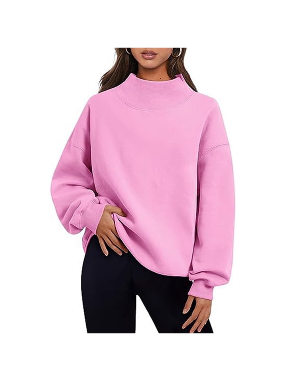 Women's Mock Turtleneck Sweatshirt Athletic Long Sleeve Fall Winter Lightweight Pullover Tops