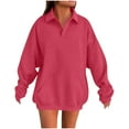 thumbnail image 1 of Plebaso Women's Oversized Sweatshirts Collar V Neck Casual Long Sleeve Pullover Loose Tops with Pockets, 1 of 4