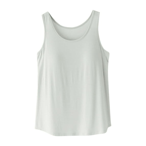 Plebaso Women's Pajama Tank Tops Built in Bras Sleeveless Soft Shirts Basic Undershirts Sleep Tops for Women