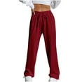 thumbnail image 1 of Plebaso Women's Pants Elastic Waist Solid Color Drawstring Comfy Jogger Pants Ladies Long Pants, 1 of 7