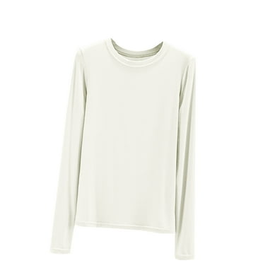 Plebaso Women's Plain Long Sleeve Shirts Crew Neck Casual Basic Tee Tops Fall Winter T-Shirts for Women
