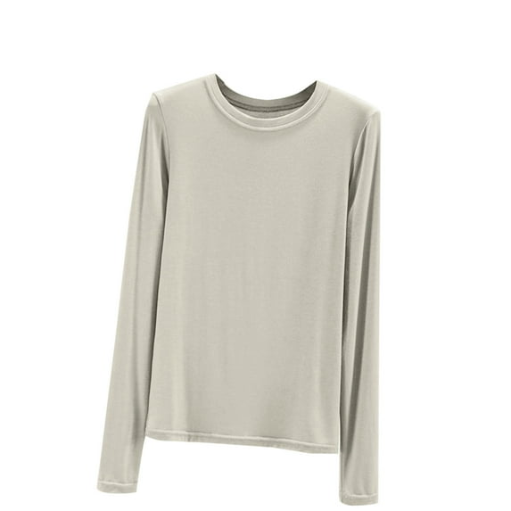 Plebaso Women's Plain Long Sleeve Shirts Crew Neck Casual Basic Tee Tops Fall Winter T-Shirts for Women