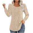 thumbnail image 1 of Plebaso Women's Pleated Tunic Tops Puff Long Sleeve Shirts Loose Casual Soft Blouses Womens Clothes, 1 of 4