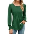 thumbnail image 1 of Plebaso Women's Pleated Tunic Tops Puff Long Sleeve Shirts Loose Casual Soft Blouses Womens Clothes, 1 of 5
