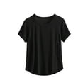 thumbnail image 1 of Plebaso Women's Plus Size Pajama Tops Solid Color Loose Short Sleeve T-Shirts Soft Sleep Shirts for Women, 1 of 5