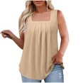 thumbnail image 1 of Plebaso Women's Plus Size Tank Tops Square Neck Pleated Sleeveless Beach Shirts Loose Casual Summer Tops, 1 of 7