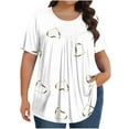 thumbnail image 1 of Plebaso Women's Plus Size Tops Short Sleeve Pleated Blouses Casual Crewneck Summer Loose Tunic Shirts, 1 of 6