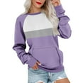 thumbnail image 1 of Plebaso Women's Pullover Sweatshirts Long Sleeve Crew Neck Casual Lightweight Color Block Tops, 1 of 5