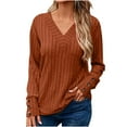 thumbnail image 1 of Plebaso Women's Ribbed Sweaters Lightweight Casual V Neck Long Sleeve Tunics Pullover Knit Tops, 1 of 6