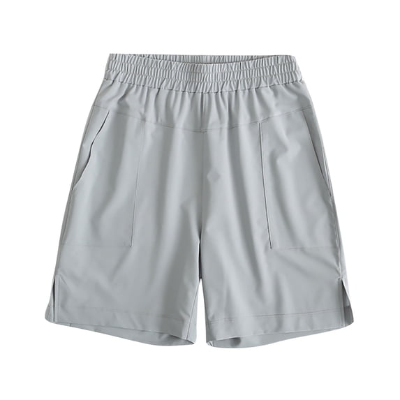 Plebaso Women's Running Shorts Knee Length Quick Dry Athletic Workout Short Pants Lightweight with Pockets
