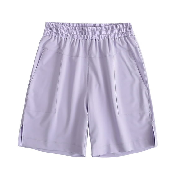 Plebaso Women's Running Shorts Knee Length Quick Dry Athletic Workout Short Pants Lightweight with Pockets