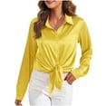 thumbnail image 1 of Plebaso Women's Satin Button down Shirts Silk Long Sleeve Casual Dressy Blouses Tops Business Office Work, 1 of 8