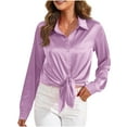 thumbnail image 1 of Plebaso Women's Satin Button down Shirts Silk Long Sleeve Casual Dressy Blouses Tops Business Office Work, 1 of 8