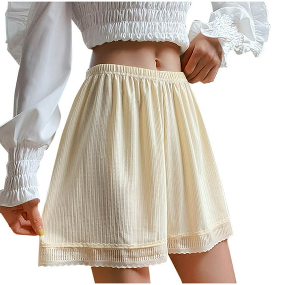 Plebaso Women's Shorts Casual Lace Trim Thin Wide Leg Shorts Elastic Waist Loose Lounge Shorts for Women