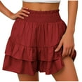 thumbnail image 1 of Plebaso Women's Shorts Ruffle Elastic Waist Flowy Skirts with Shorts Pleated Casual Solid Color Skorts, 1 of 6