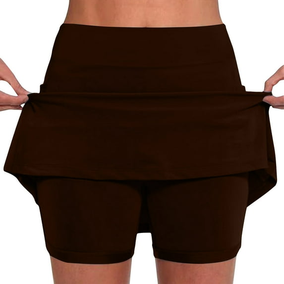 Plebaso Women's Skorts High Waist Athletic Sports Skirts Shorts Casual Solid Color Stretch Tennis Shorts
