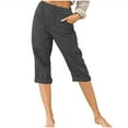 thumbnail image 1 of Plebaso Women's Straight Leg Capris Pants Solid Color Button Baggy Lounge Pants Ladies Casual Loose Trousers, 1 of 4