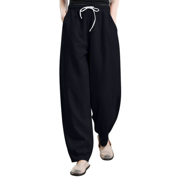 Plebaso Women's Summer Pants Wide Leg Lightweight Pants with Pockets Womens Casual Beach Trousers M-5XL