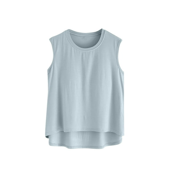 Plebaso Women's Summer Tank Tops Casual Sleeveless Shirt Soft Sleep Tops with Built-In Bra Pads