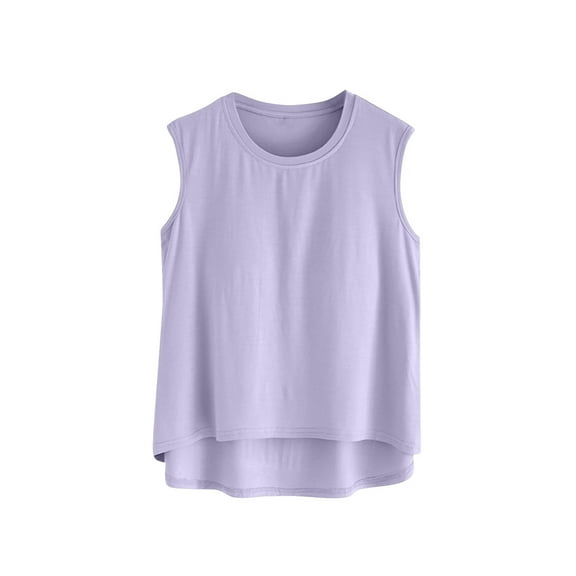 Plebaso Women's Summer Tank Tops Casual Sleeveless Shirt Soft Sleep Tops with Built-In Bra Pads