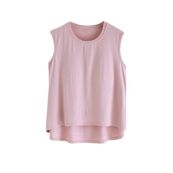 Plebaso Women's Summer Tank Tops Casual Sleeveless Shirt Soft Sleep Tops with Built-In Bra Pads
