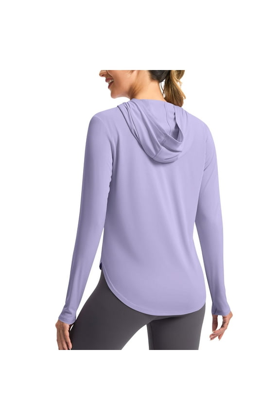 Women's Sun Protection Hoodie Long Sleeve Hiking Fishing Hooded Shirts Outdoor Athletic Pullover Tops