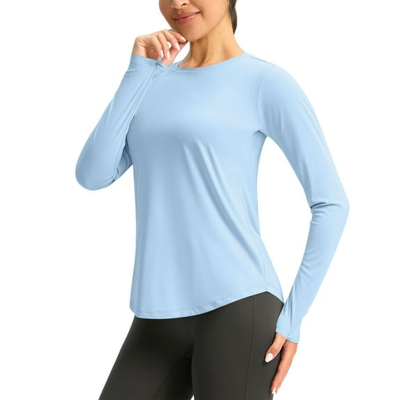 Plebaso Women's Sun Shirts Long Sleeve Workout Tops Outdoor Hiking Running Fishing Tees Activewear