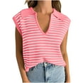 thumbnail image 1 of Plebaso Women's Sweater Vests V Neck Collared Striped Crochet Knit Vest Pullover Tank Top for Women, 1 of 6