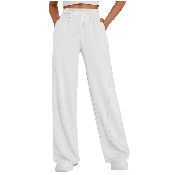 Plebaso Women's Sweatpants Wide Leg High Waisted Lounge Pants Womens Drawstring Sweat Pants with Pockets
