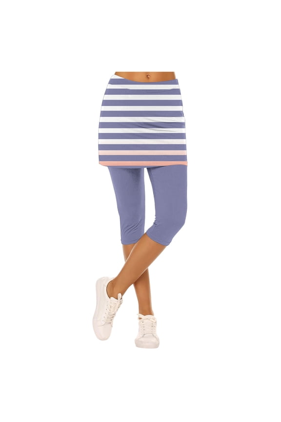 Women's Tennis Skirted Leggings High Waisted Athletic Golf Skorts Yoga Running Capri Leggings