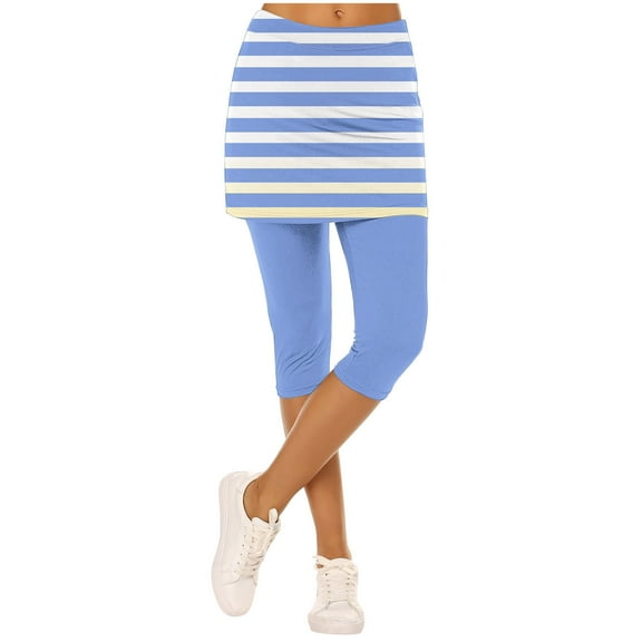 Plebaso Women's Tennis Skirted Leggings High Waisted Athletic Golf Skorts Yoga Running Capri Leggings