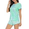 thumbnail image 1 of Plebaso Women's Tie-Dye Pajama Sets 2 Piece Outfit Short Sleeve Shorts Matching Sleepwear Lounge Set, 1 of 7