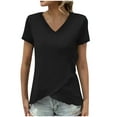 thumbnail image 1 of Plebaso Women's V Neck Short Sleeve Tunic Tops Casual Loose Shirts Summer Dressy Work Blouses for Women, 1 of 7