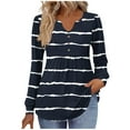 thumbnail image 1 of Plebaso Women's V Neck Tunic Tops Casual Long Sleeve Flowy Tshirts Print Loose Dressy Blouses for Women, 1 of 5