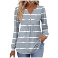 thumbnail image 1 of Plebaso Women's V Neck Tunic Tops Casual Long Sleeve Flowy Tshirts Print Loose Dressy Blouses for Women, 1 of 5