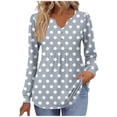 thumbnail image 1 of Plebaso Women's V Neck Tunic Tops Casual Long Sleeve Flowy Tshirts Print Loose Dressy Blouses for Women, 1 of 5