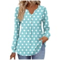 thumbnail image 1 of Plebaso Women's V Neck Tunic Tops Casual Long Sleeve Flowy Tshirts Print Loose Dressy Blouses for Women, 1 of 5