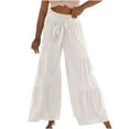 thumbnail image 1 of Plebaso Women's Wide Leg Pants Cotton Linen Solid Color Elastic Waist Long Pants Ladies Casual Ankle-Length Trousers, 1 of 7