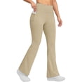 thumbnail image 1 of Plebaso Women's Winter Flare Leggings with Pockets Fleece Lined High Waisted Button Yoga Pants for Women, 1 of 7