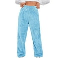 thumbnail image 1 of Plebaso Women's Winter Fleece Legging Pants Cinch Bottom Elastic Waist Solid Color Comfy Lounge Pants Ladies Loose Home Pants, 1 of 6