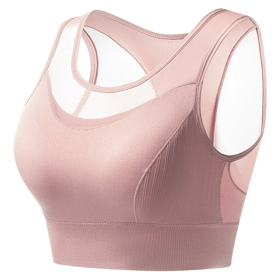 Plebaso Women's Wireless Sports Bras Mesh Breathable Workout Bras Comfort Padded Womens Athletic Bras