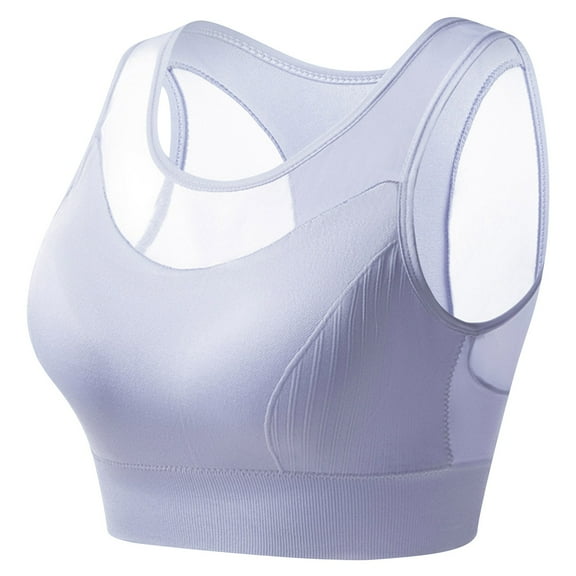 Plebaso Women's Wireless Sports Bras Mesh Breathable Workout Bras Comfort Padded Womens Athletic Bras