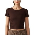 thumbnail image 1 of Plebaso Women's Yoga Shirts Basic Short Sleeve Ribbed Crop Tops Summer Fashion Going out T-Shirts, 1 of 5
