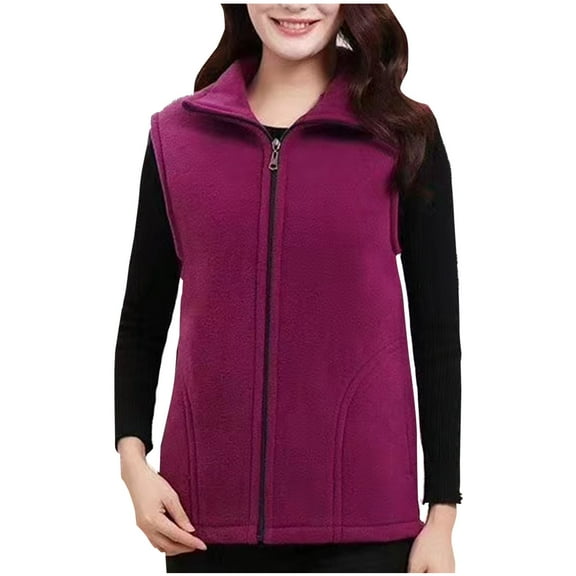 Plebaso Women's Zip up Fleece Vest with Pockets Sleeveless Jackets Lightweight Fall Winter Outerwear