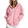 thumbnail image 1 of Plebaso Women's Zip up Sweatshirt Jacket Collared Hoodless Long Sleeve Fall Winter Outerwear with Pockets, 1 of 7