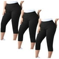 thumbnail image 1 of Plebaso Womens Capri Leggings 2/3 Pack Plus Size Elastic Waist Lounge Workout Capris for Yoga Running, 1 of 6